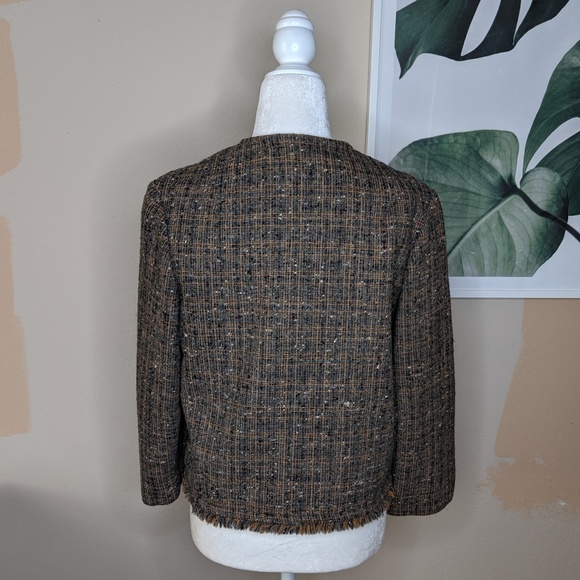 Pendleton Vintage Wool Tweed Frayed Hem Blazer Brown Career - Picture 4 of 5